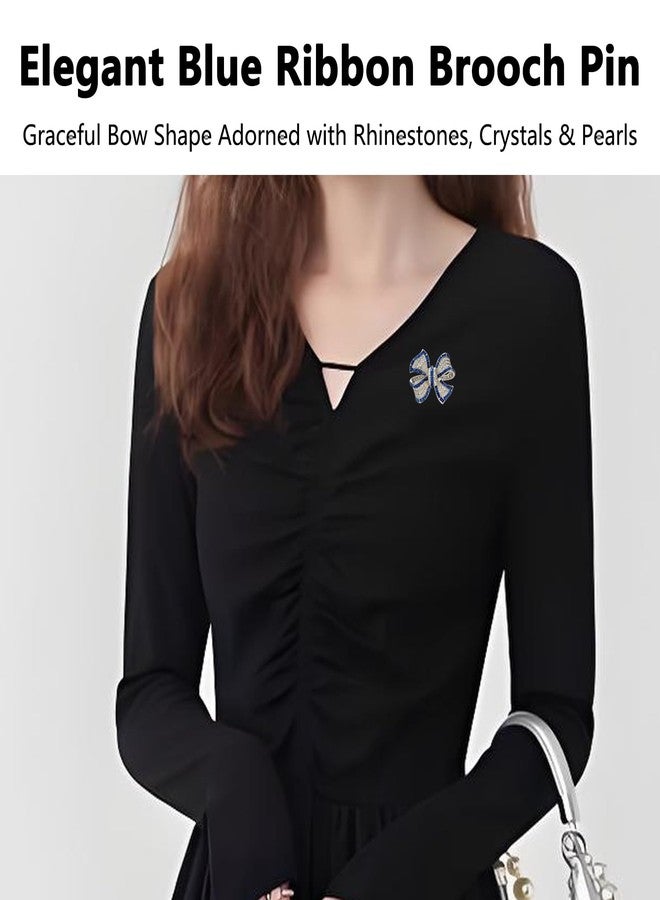 KGCGJVB Blue Brooches for Women Vintage Crystal Bow Pin Small Lapel Pins and Rhinestone Broches for Clothes, Sapphire Brooche Elegant Women's Clothing Accessory and Jewelry Piece - Image 5
